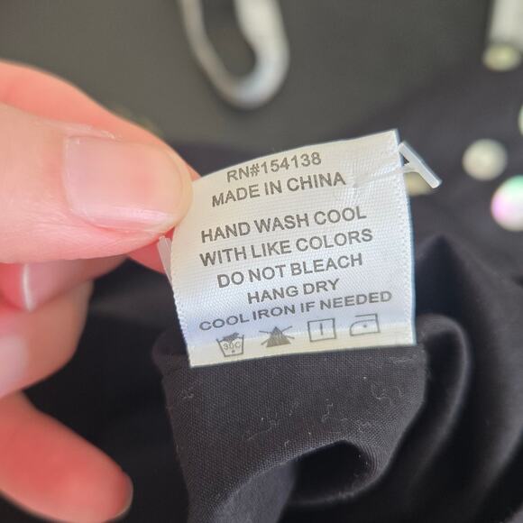 Staud Chiara Dress Linen Black Mother Of Pearl Buttonw Long Sleeve Women 6 - Picture 12 of 13